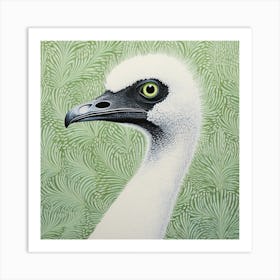 Ohara Koson Inspired Bird Painting Ostrich 3 Square Art Print