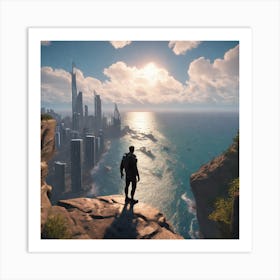 Man Standing On A Cliff 1 Art Print