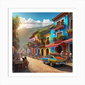 Colorful Street In Cuba Art Print