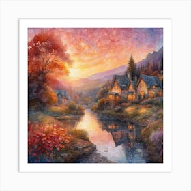 Sunset By The River Art Print