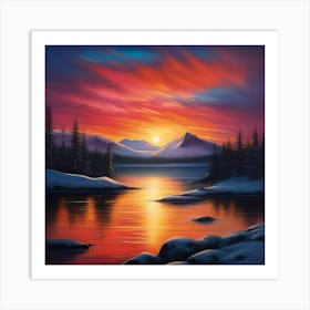 NORTHERN LIGHTS SUNSET Art Print