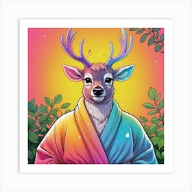 Deer In Robe 2 Art Print