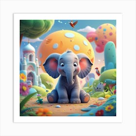 Elephant In The Park Art Print