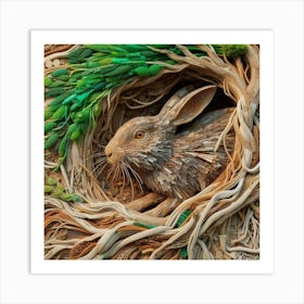 Rabbit In A Nest 1 Art Print