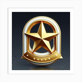 Golden Star Badge Art Print