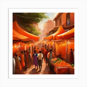 Oranges In The Market Art Print