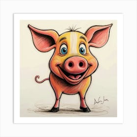 Cartoon Pig 1 Art Print