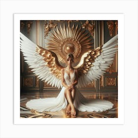 Angel With Golden Wings Art Print