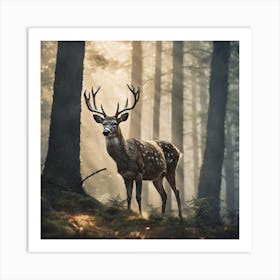 Deer In The Forest Haze Ultra Detailed Film Photography Light Leaks Larry Bud Melman Trending (58) Art Print