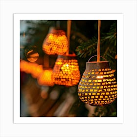 Christmas Lights On A Tree Art Print