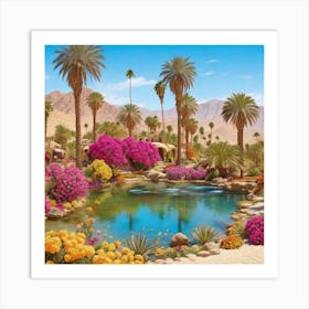 An Oasis In The Desert With Palm Art Print