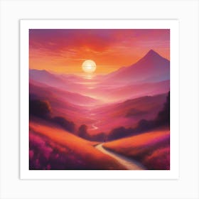 Sunset Over The Mountains Art Print