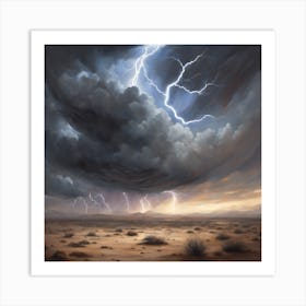 Lightning In The Desert Art Print