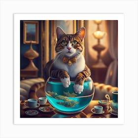 Cat In A Bowl 5 Art Print