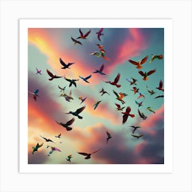 Hummingbirds In Flight 1 Art Print