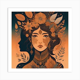 Woman With A Flower Crown Art Print