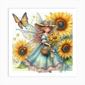 Sunflower Fairy 4 Art Print