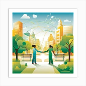 Two Women Shaking Hands Art Print