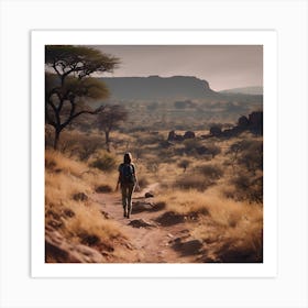 Woman Walking In The Desert Art Print