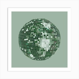 Green Disco Mirror Ball Art Print