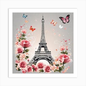 Paris Roses And Butterflies 19 Art Print