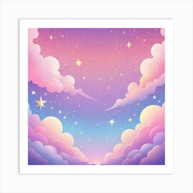 Sky With Twinkling Stars In Pastel Colors Square Composition 57 Art Print