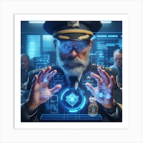 Police Officer In Futuristic Setting Art Print