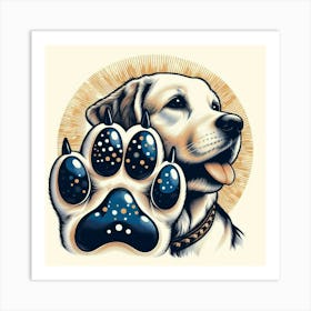 Golden Retriever Paw Print Art Print