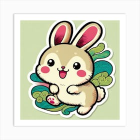 Cute Bunny Sticker Art Print