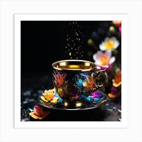 Tea Cup With Flowers Art Print