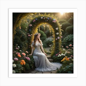 Girl In A Garden Art Print