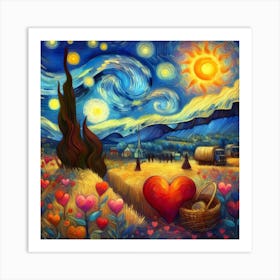 Van Gogh style, Love and Heart Valentine's Day Art Print