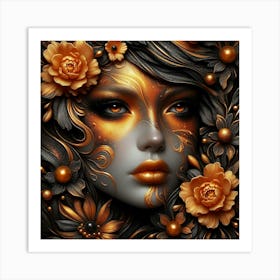 Woman With Flowers 2 Art Print