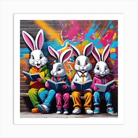 Rabbits Reading 1 Art Print