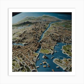 3d City Map Art Print