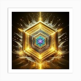 Golden Cube 2 Art Print