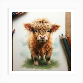 Highland Calf Art Print