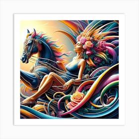 Woman Riding A Horse Art Print