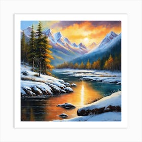 Sunset In The Mountains 7 Art Print