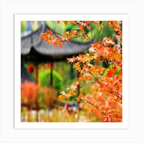 Autumn Leaves In A Garden Art Print