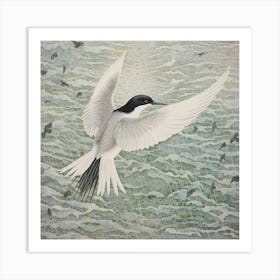 Ohara Koson Inspired Bird Painting Common Tern 2 Square Art Print