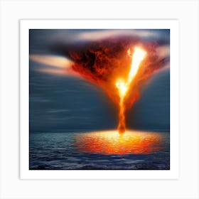 3414166912 Lovers In Beach, Realistic Photo , Explosion Nuclear Art Print