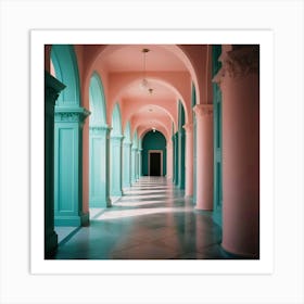 Pink Hallway - Hallway Stock Videos & Royalty-Free Footage 2 Art Print