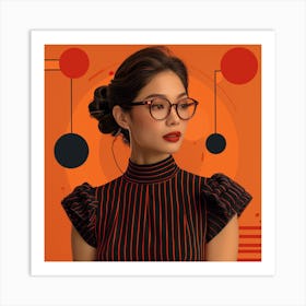 Asian Woman In Glasses Art Print