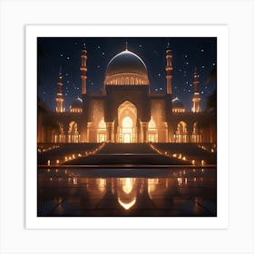 Islamic Mosque At Night 4 Art Print