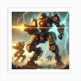 A Sci Fi Depiction Of Helios Vanguard Mechs Art Print