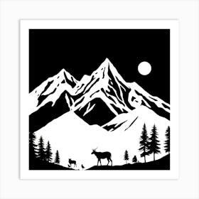 Deer In The Mountains Art Print