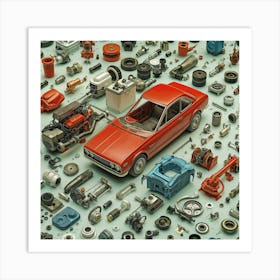 Car Full Of Parts Tile Art Print