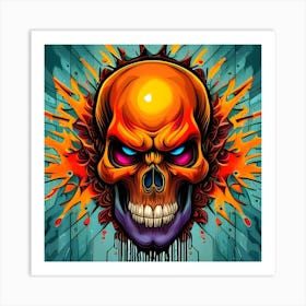 Skull With Flames 4 Art Print