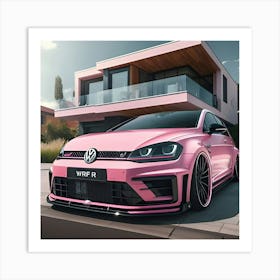 Pink Volkswagen Golf R Affiche